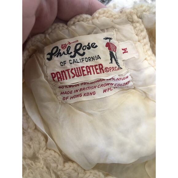 VTG Phil Rose Of California Wool Mohair Crochet Sleeveless Lined Blouse Ivory C4 - Picture 7 of 9